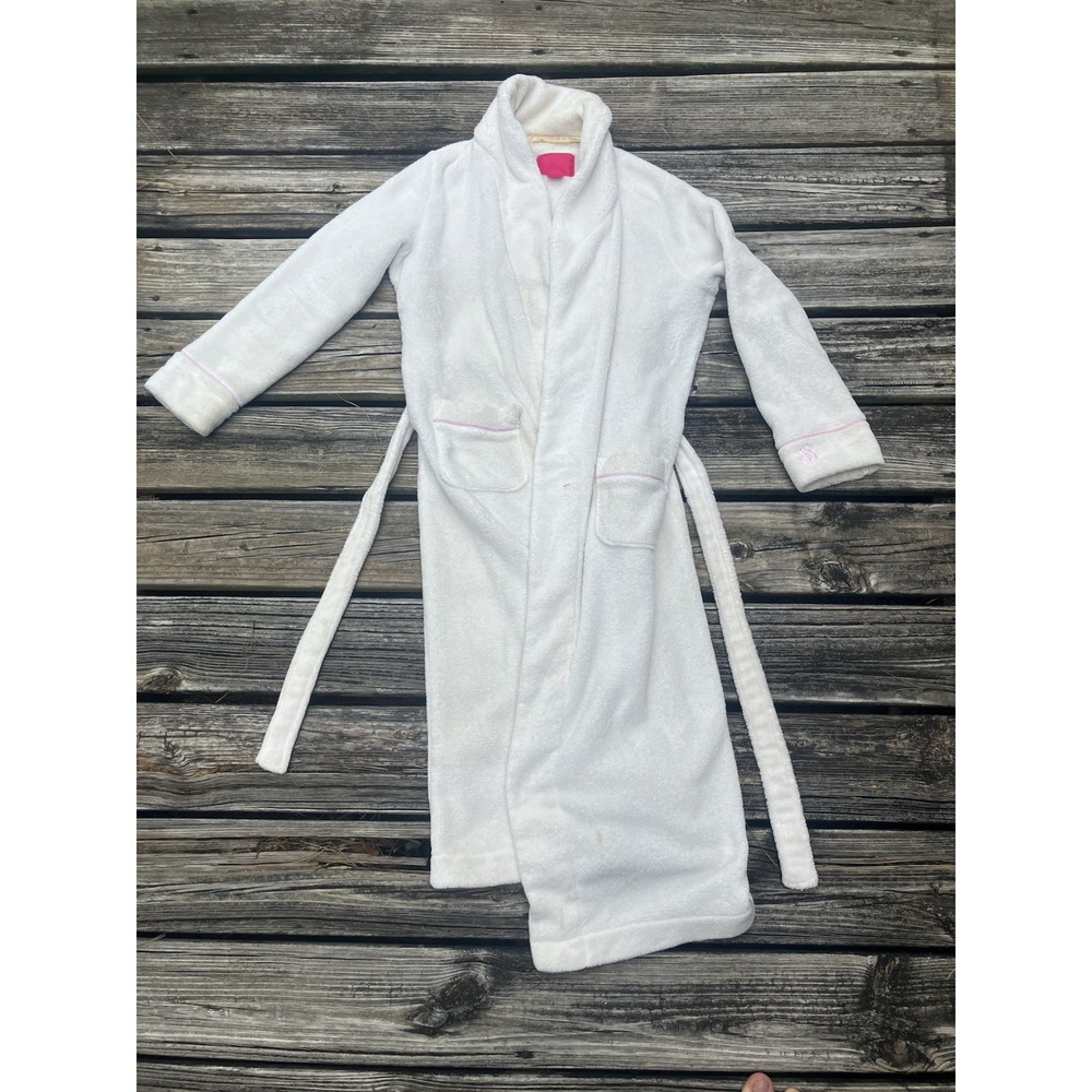 VTG Y2K VICTORIA'S SECRET Cozy Short Plush Bath Robe Embossed Monogram Size S